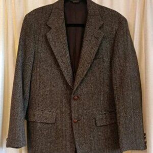 Vtg Wall Street Collection For The Denver 100% Wool Brown Plaid Size 40R